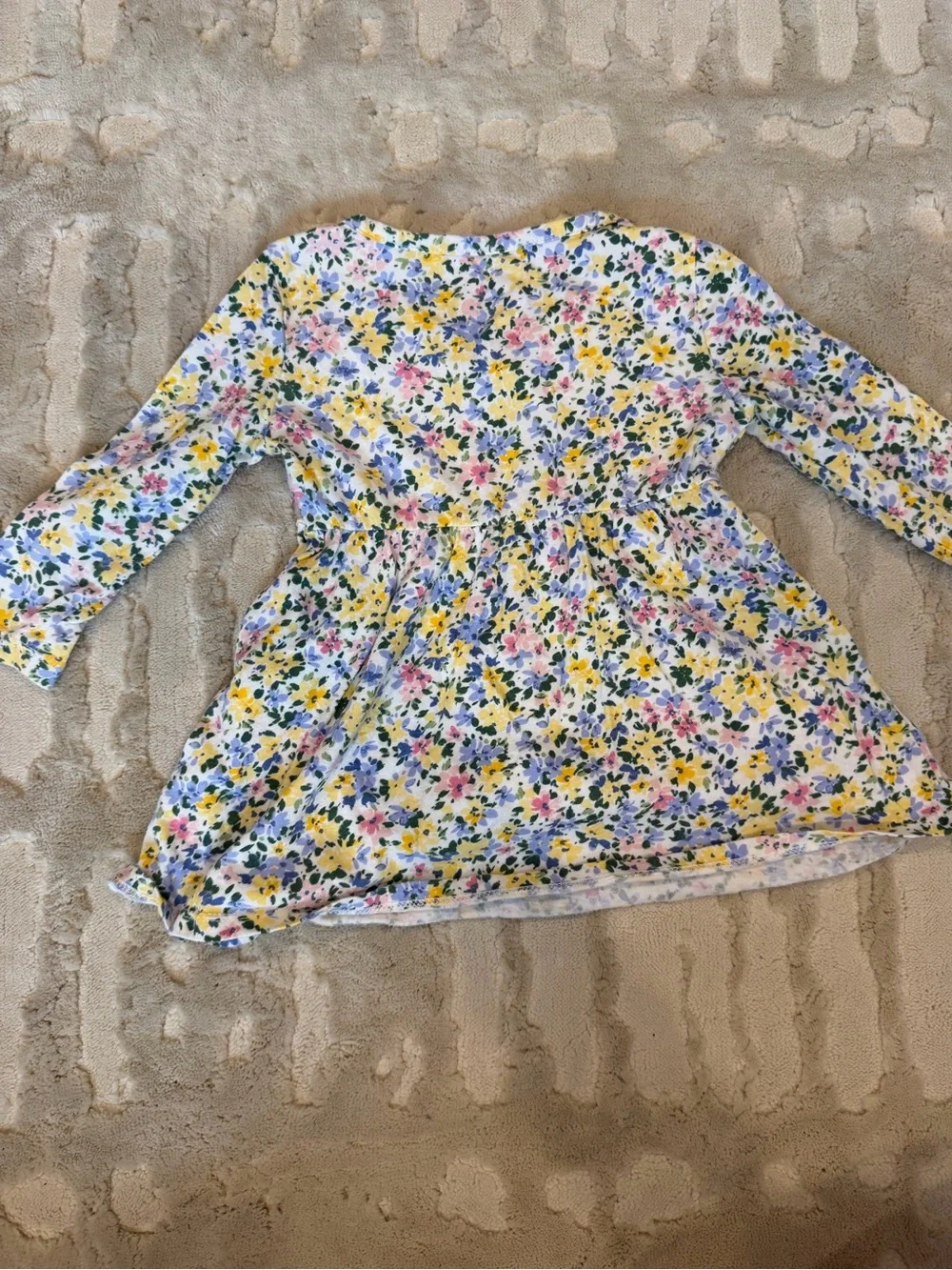 Gap Floral Long-Sleeve Twirl Dress in Yellow/Pink/Blue